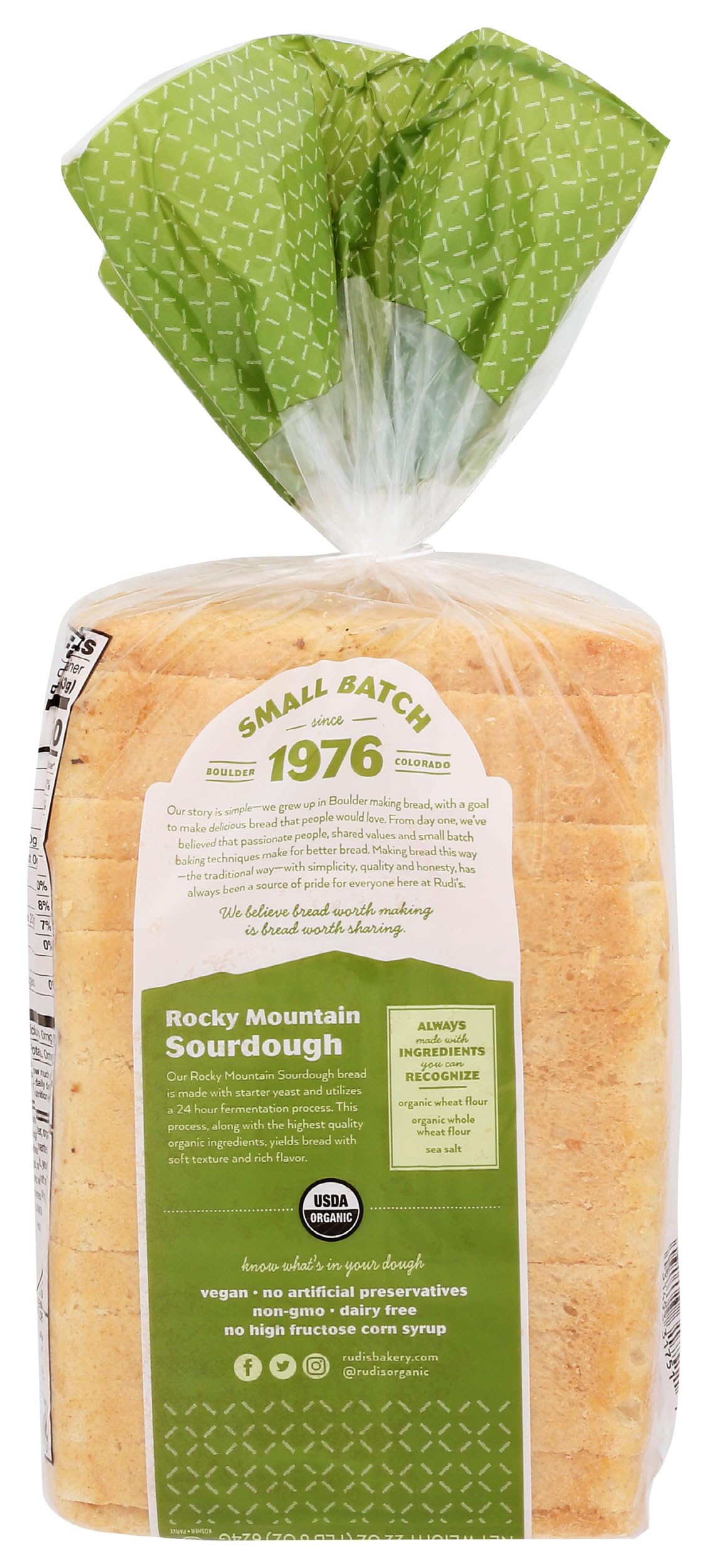 Rudis Organic Bakery Rocky Mountain Sourdough Bread, 22 oz (Frozen)