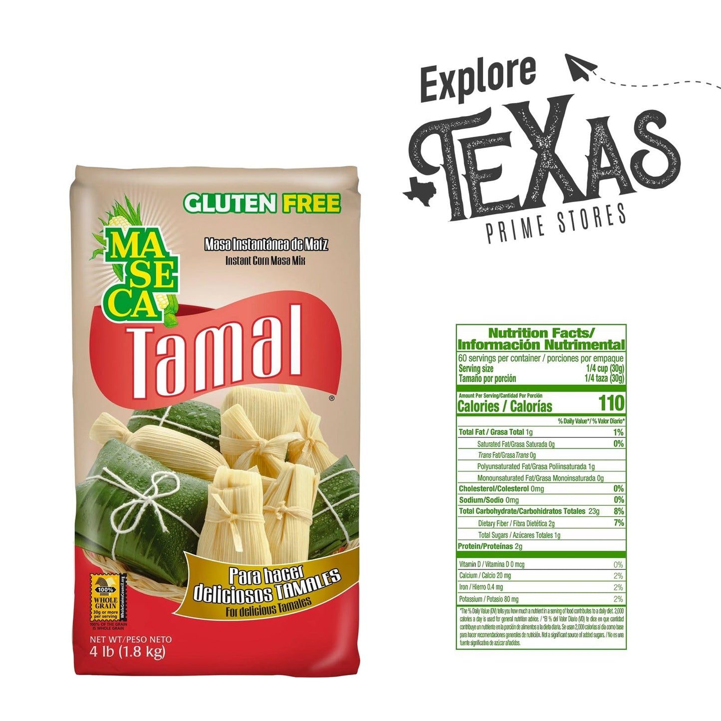 Maseca - Unique Outlet Bundle: 4-Pack of Tamal Instant Corn Masa Flour 4 lb Gluten Free + 1 Utility Prop