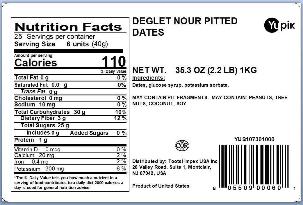 Yupik Deglet Nour Pitted Dates, 2.2 Lb, Pack Of 6, Whole Dried Fruits, No Pits, No Added Sugar, Cholesterol-Free, Source Of Fibe