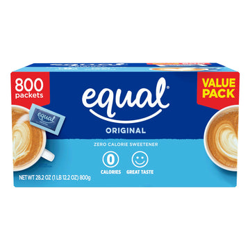 EQUAL 0 Calorie Sweetener, Aspartame and Acesulfame-K Sweetener Packets, Zero Calorie Sugar Alternative, Erythritol Free, 800 Ct