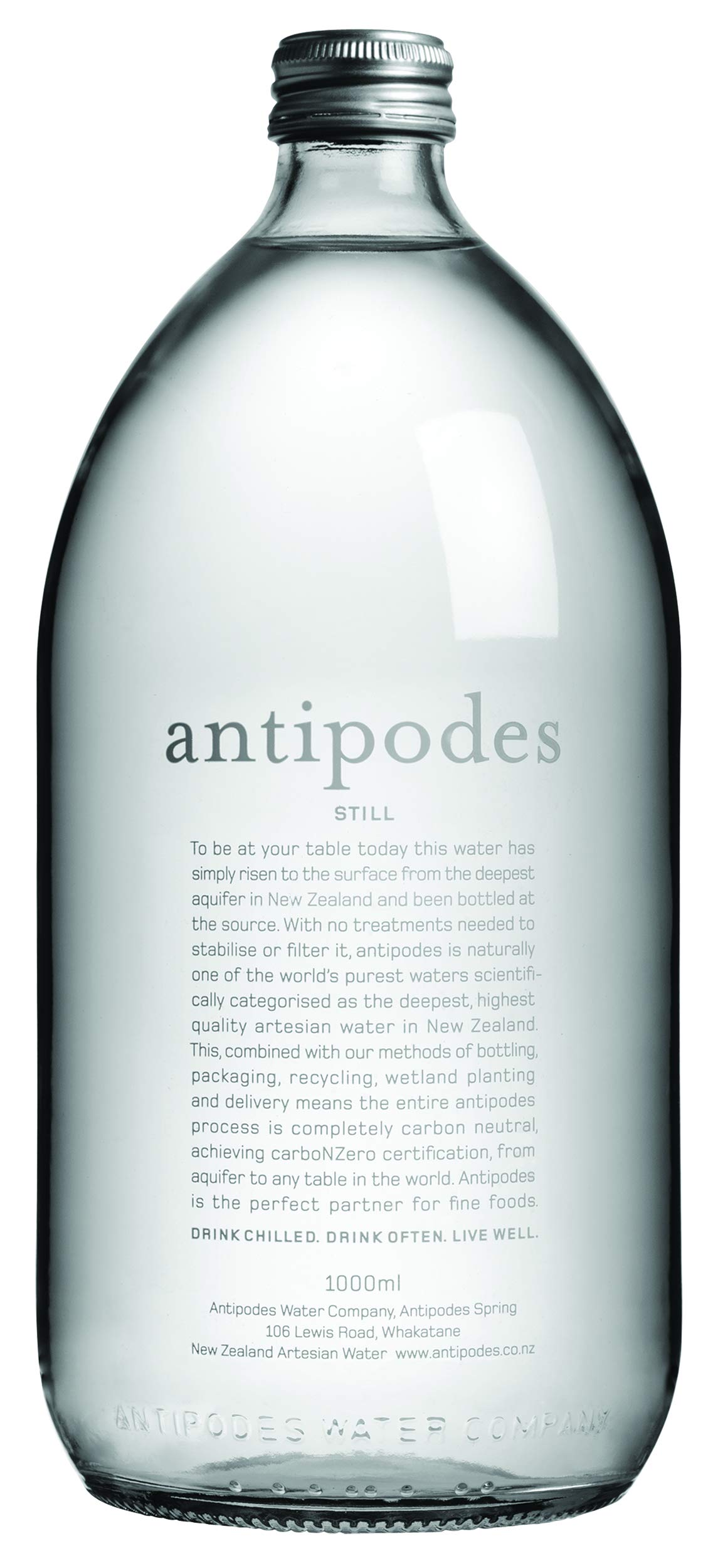 ANTIPODES Still Water - 33.8 oz (1 Liter) - Pack of 6 Glass Bottles