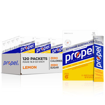 Propel Electrolyte Enhanced Water Drink Mix Powder Packets, Lemon, Zero Calorie & Zero Sugar Hydration with Electrolytes and Vit