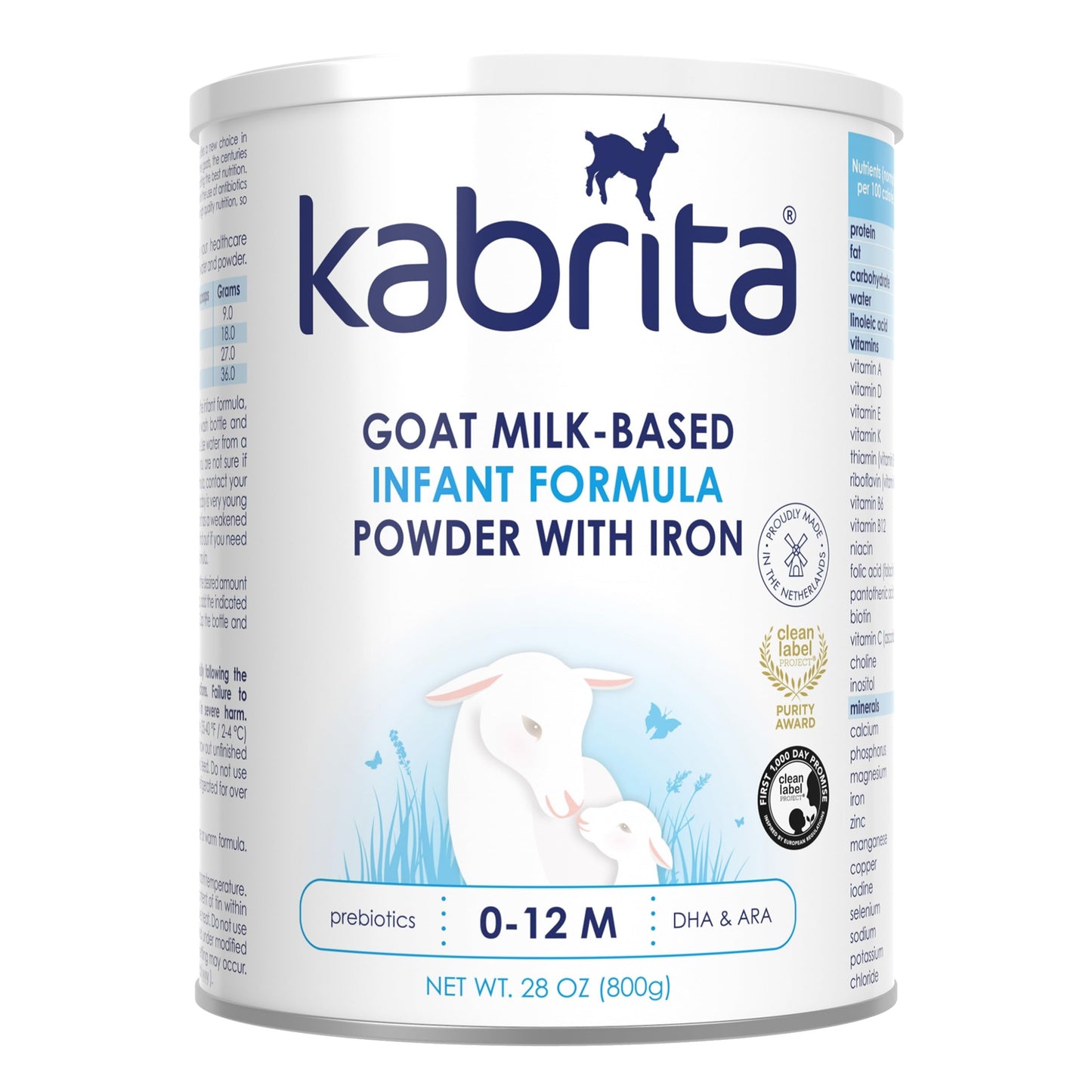 Kabrita Goat Milk-Based Infant Formula Powder With Iron, Dha, Ara & Prebiotics, For Infants 0–12 Months, Non-Gmo, 28 Oz