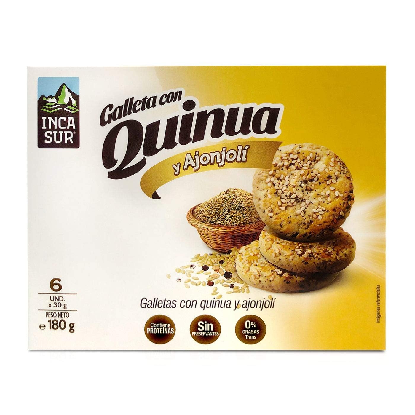 Quinua Galletas y Ajonjol   Inca sur - 6 units per box - 180g/6.35oz