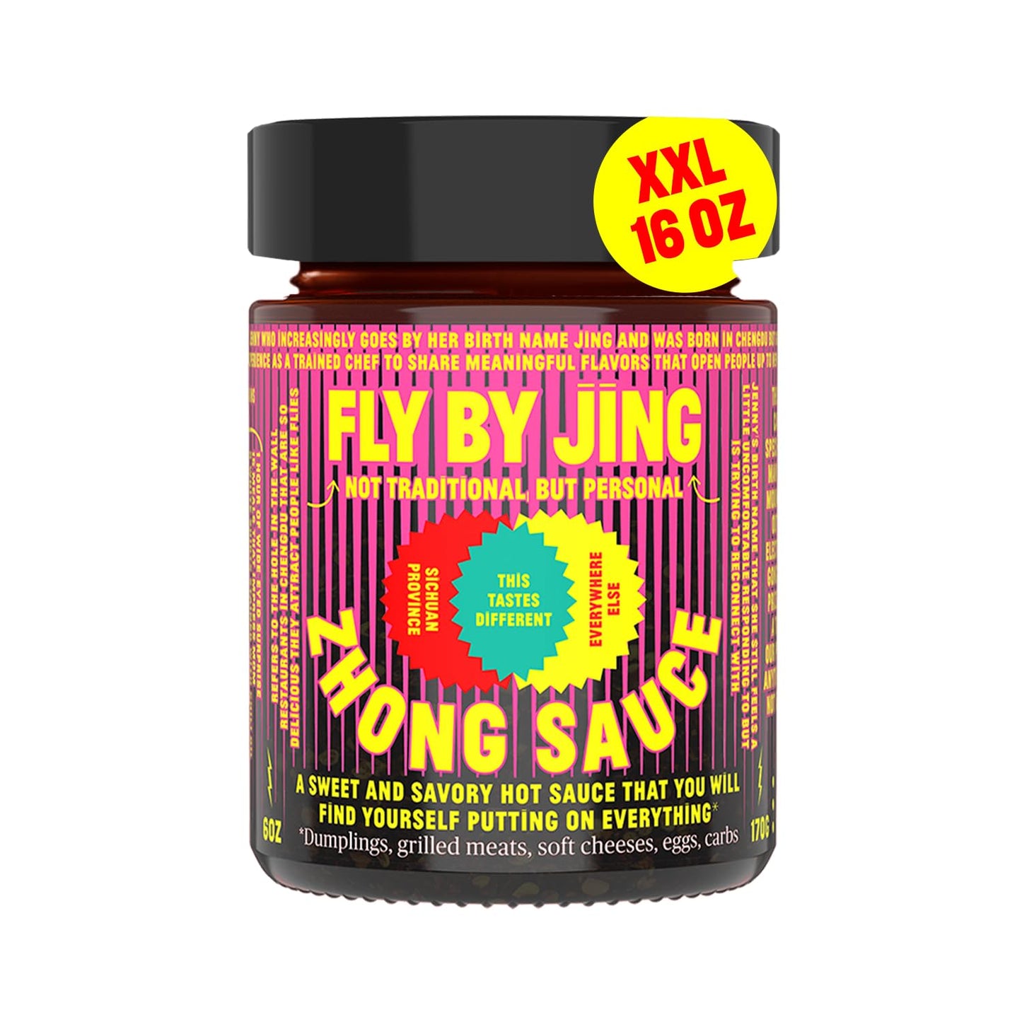 FLYBYJING XL Spicy Sweet Chili Sauce - Perfect for Noodles, Meats, Veggies, and Dumplings - All-Natural and Vegan Zhong Sauce, U