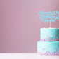 Personalized Happy Birthday Cake Topper Customized With Any Age Name Party Cake Decoration 16 18 21 40 60 Double Sided Glitter Card Baby Blue