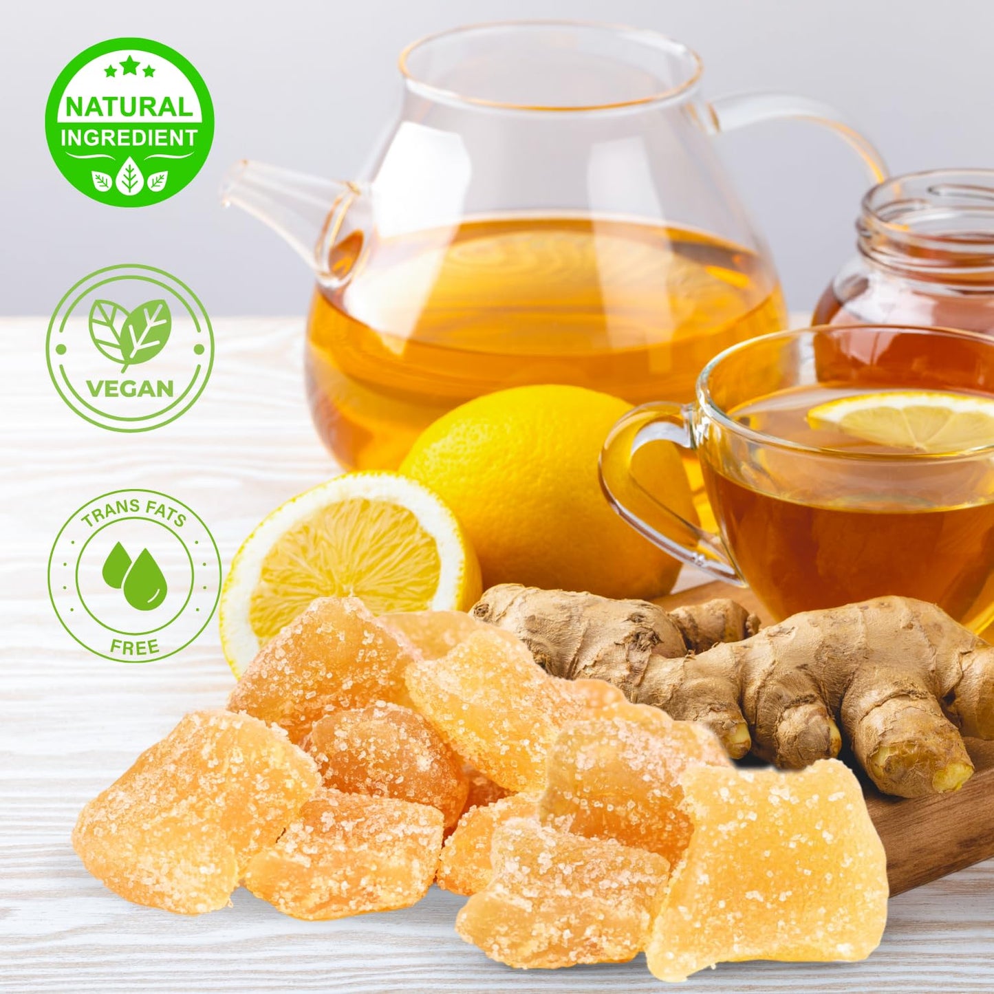 Crystallized Ginger Chunks By It'S Delish, 2.5 Lb Jumbo Reusable Container | Candied Dried Ginger Fruit Chews Natural Candy, Gin