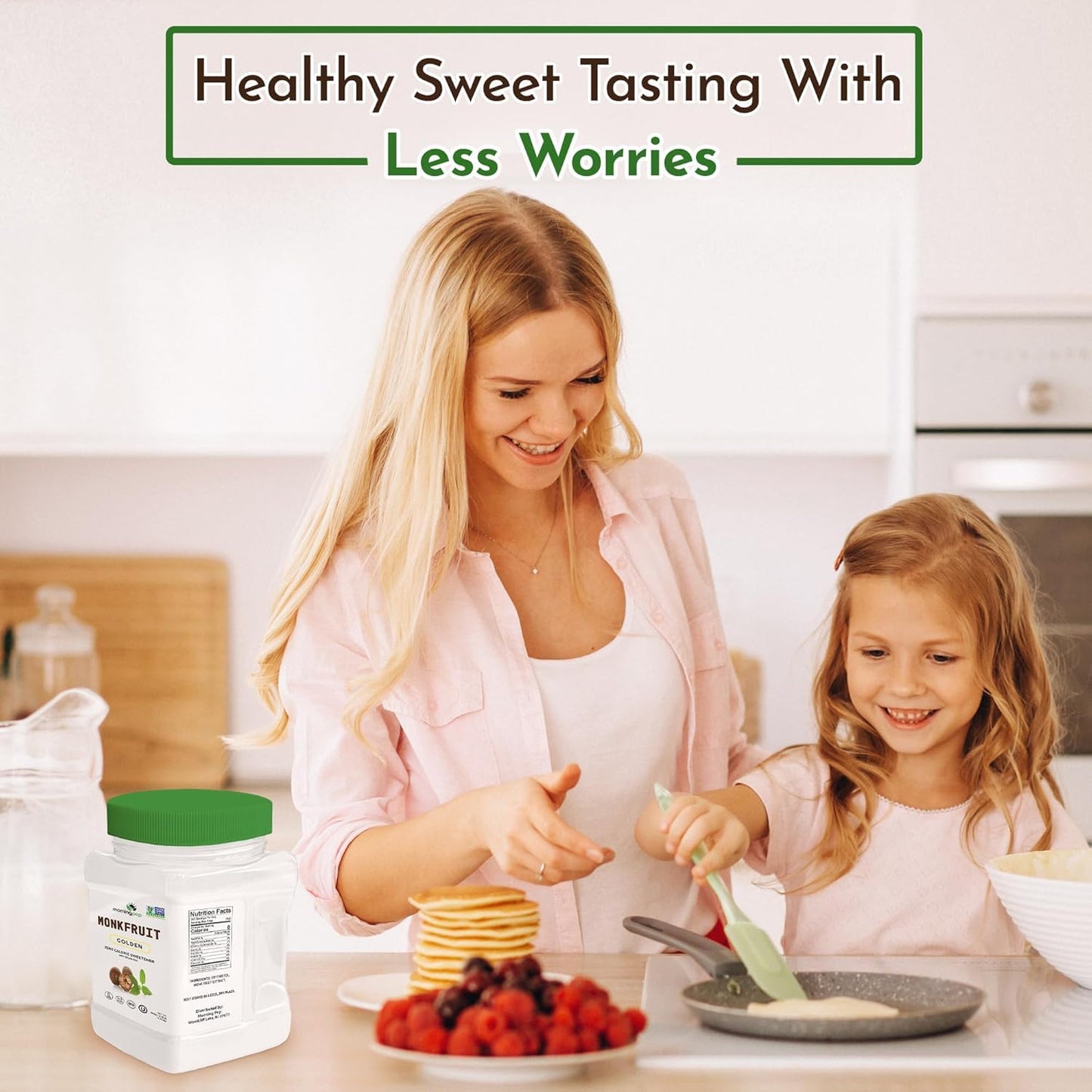 Morning Pep Monk Fruit Sweetener  golden Sugar Substitute  5 lb  Keto Friendly  1:1 Sugar Replacement  Zero Calorie  Non-GMO  Kosher  Golden - 5 lb