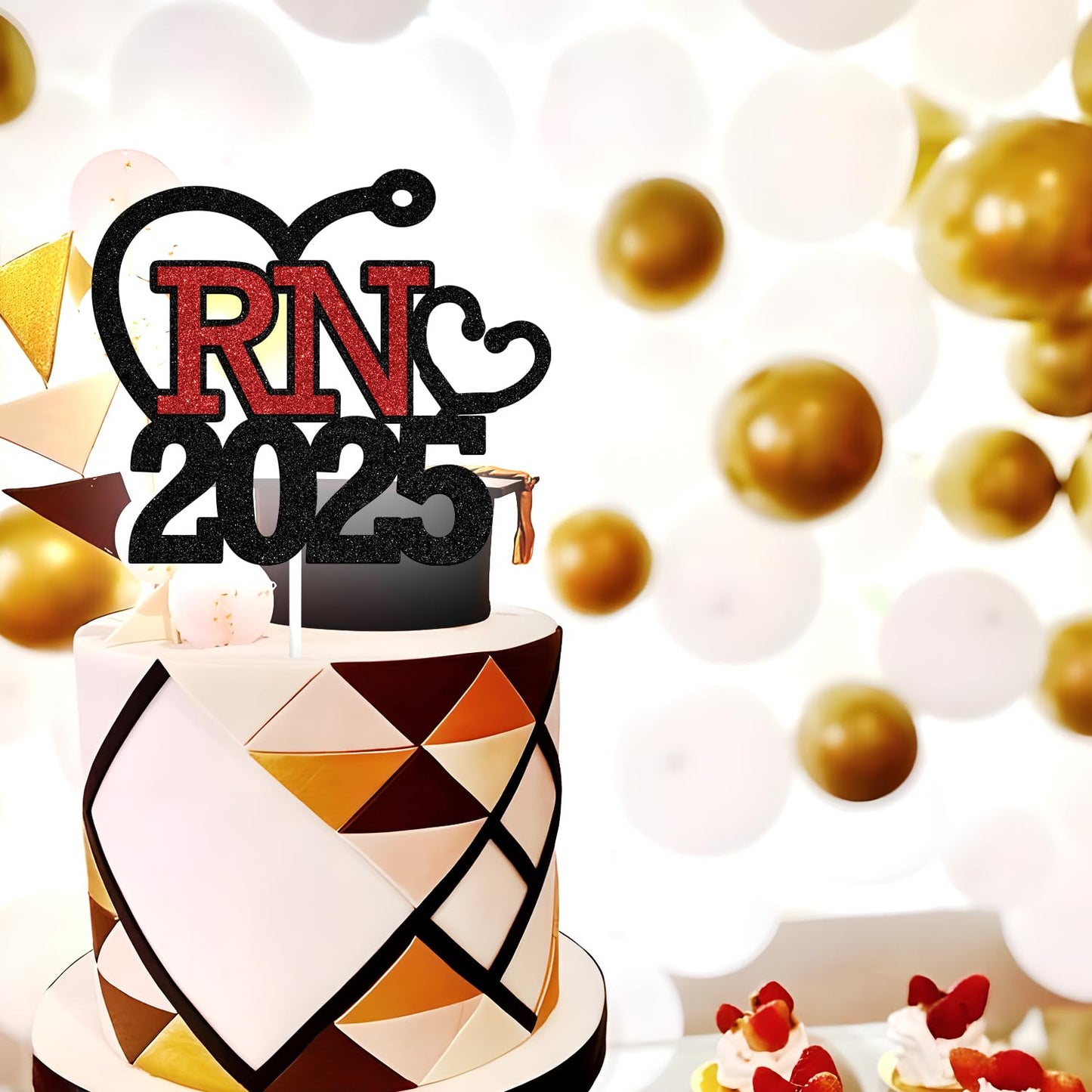 Tivurcia Rn 2025 Cake Topper - Class Of 2025 Nurse Graduation Cake Decor, Congratulations High School/College Graduation Party D