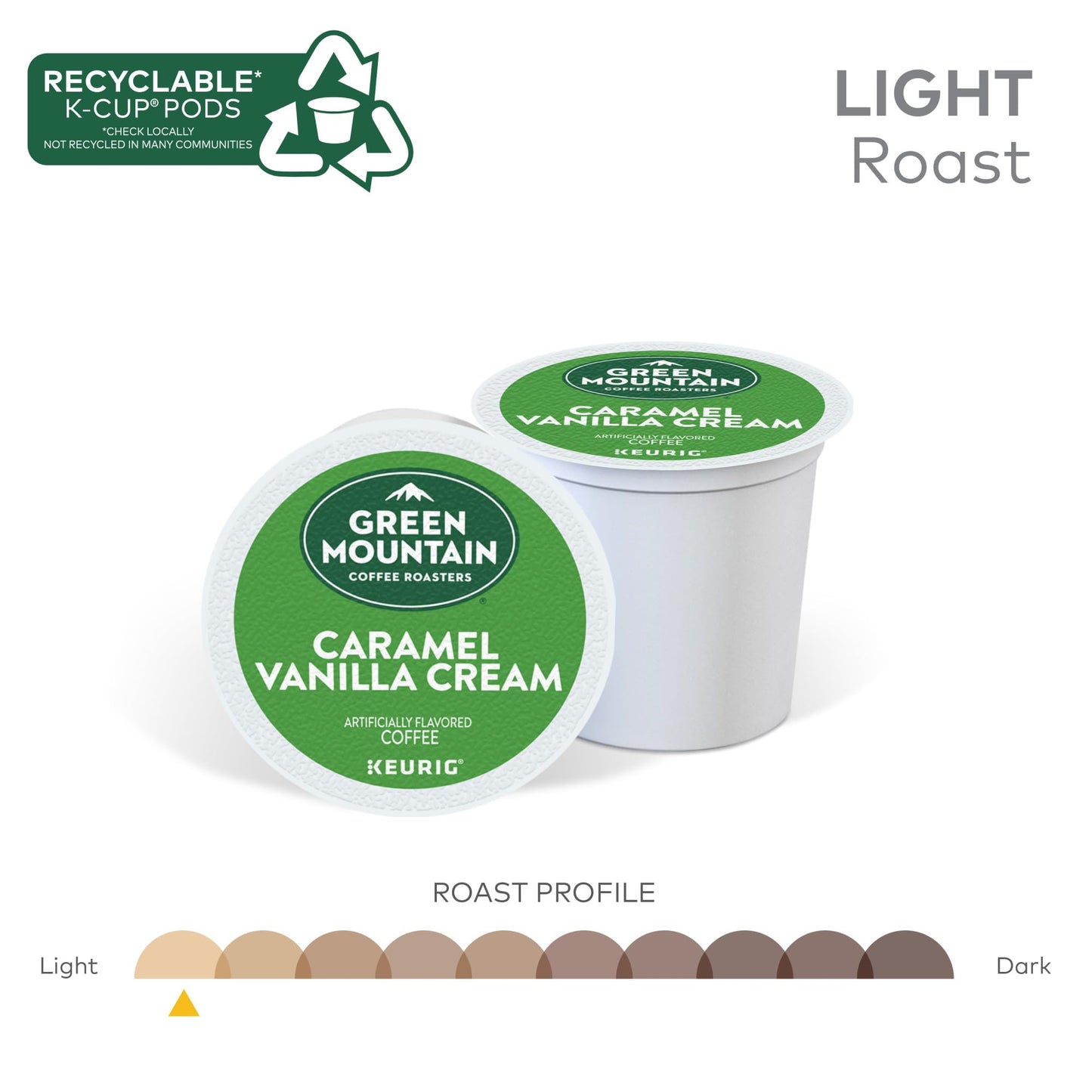 Green Mountain Coffee Roasters Caramel Vanilla Cream Coffee, Keurig Single-Serve K-Cup Pods, Light Roast, 96 Count (4 Packs Of 2