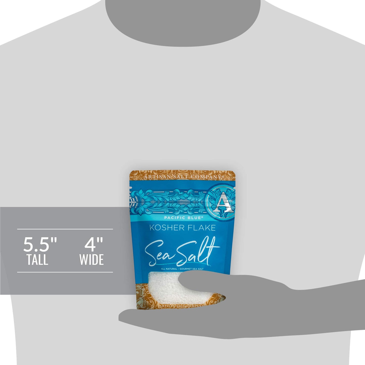 SaltWorks Artisan Salt Pacific Blue Kosher Flake Sea Salt, 2.5 Ounce, White, Zip-Top Pouch