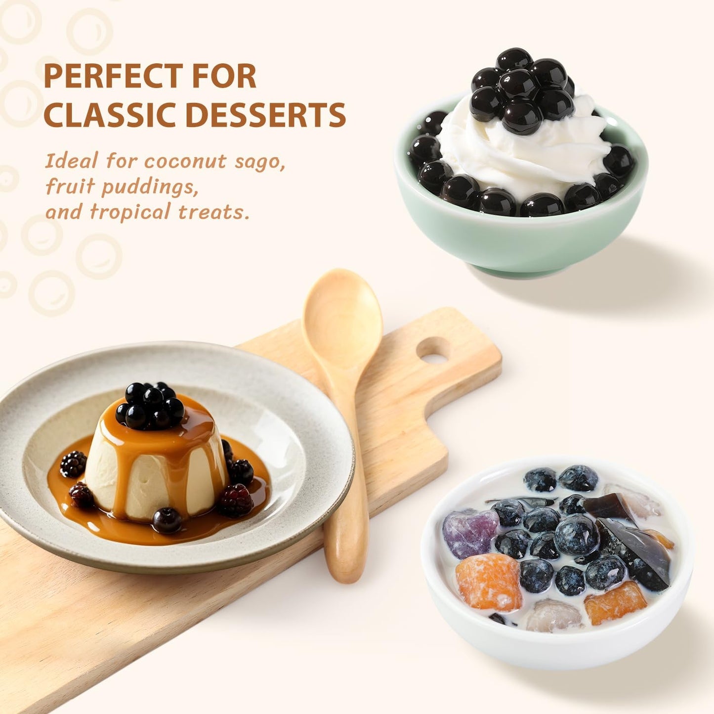 Soeos Tapioca Pearls 2.2 lb (998g)  Boba Pearls for Bubble Tea  Beverages  Sweets  Ice Cream  Shakes  Desserts & Smoothies Topping - Ready in 5 Minutes