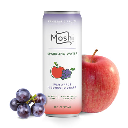 Moshi Asian Flavored Sparkling Water 12 Pack- Carbonated Drink Made With Real Fruit Juice - No Added Sugar - Low Calorie (Pack o