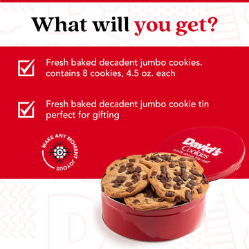 David'S Cookies Fresh Baked Decadent Jumbo Cookies Triple Chocolate Chunk - Flavorful Gourmet Cookies - Ideal Food Gift For Corp