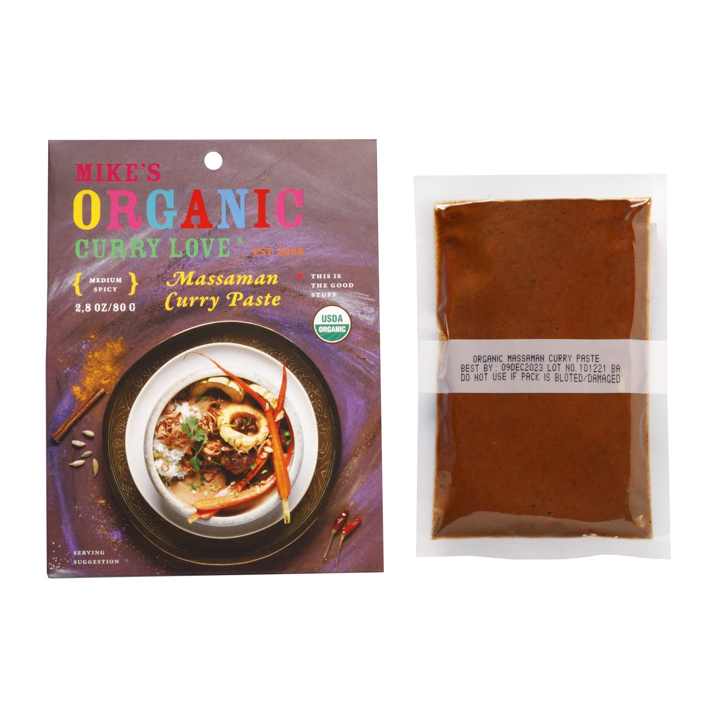Organic Massaman Curry Paste - Authentic, Vegan, Dairy-Free, And Sugar-Free - Made In Thailand | 6 X 2.8 Oz Pouches