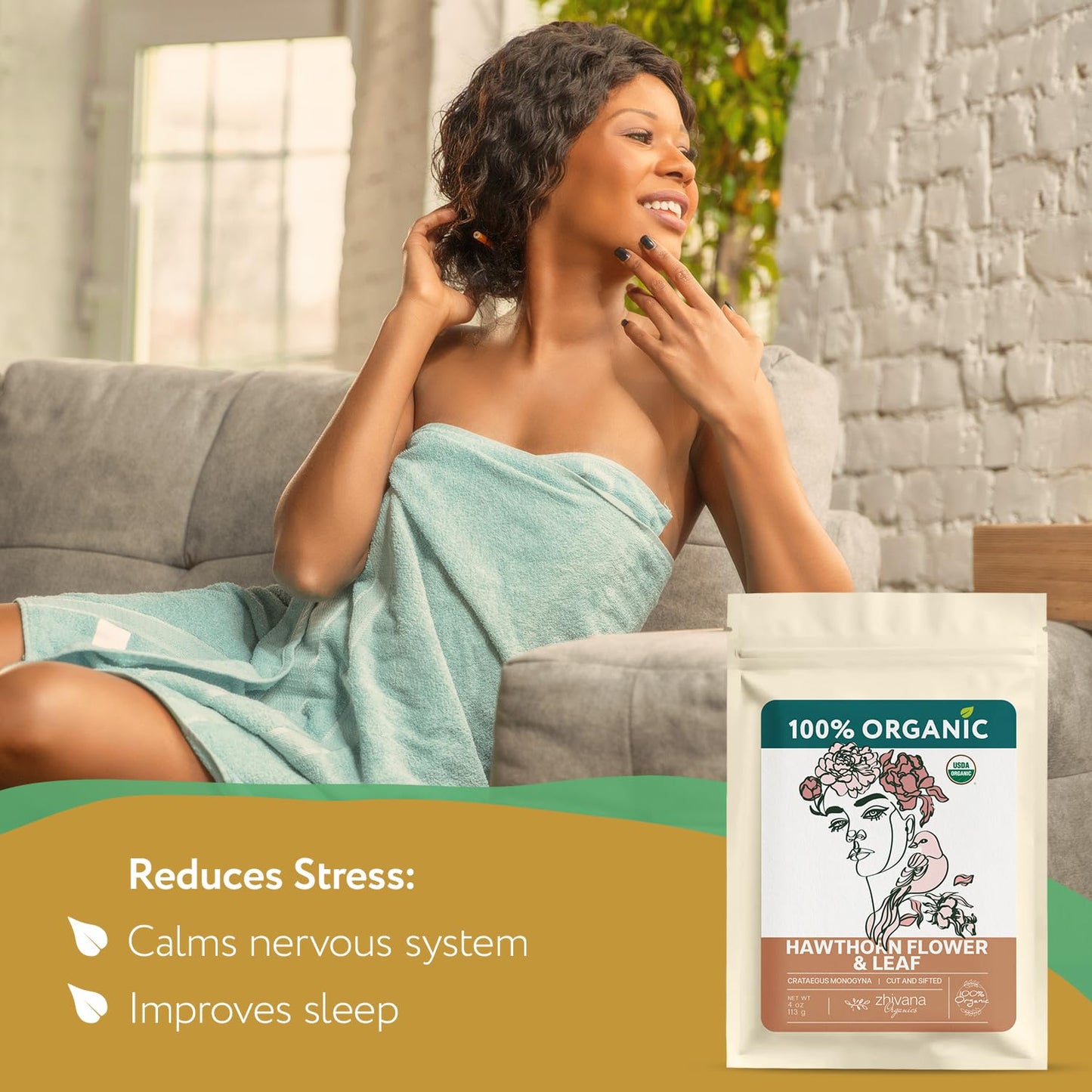 Hawthorn Leaf & Flower Tea Organic (4Oz.) - Loose Hawthorne Tea For Blood Pressure Balance, Cardiovascular Health, Heart Support