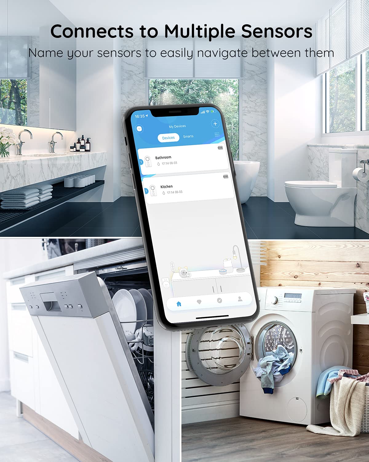 Govee Wifi Water Sensor 2 Pack, 100Db Adjustable Alarm And App Notifications, Leak And Drip Alerts By Email, Detector For Home,