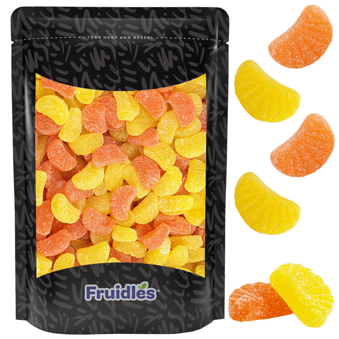 Fruidles Citrus Gummi Slices Candy, Sugar Coated Orange and Lemon Flavors, 1 Pound