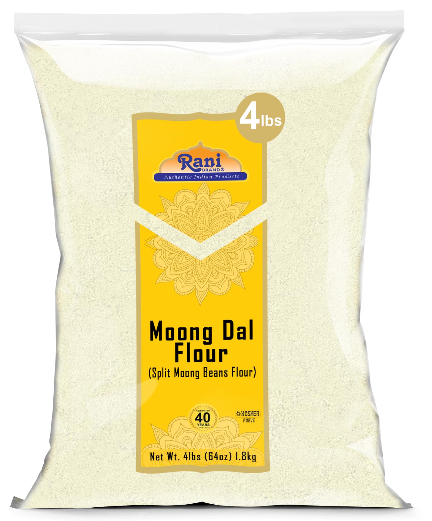 Rani Moong Flour, Mung Bean Flour, Gluten Friendly, Vegan, 64oz (4lbs), NON-GMO, Kosher, Indian Origin