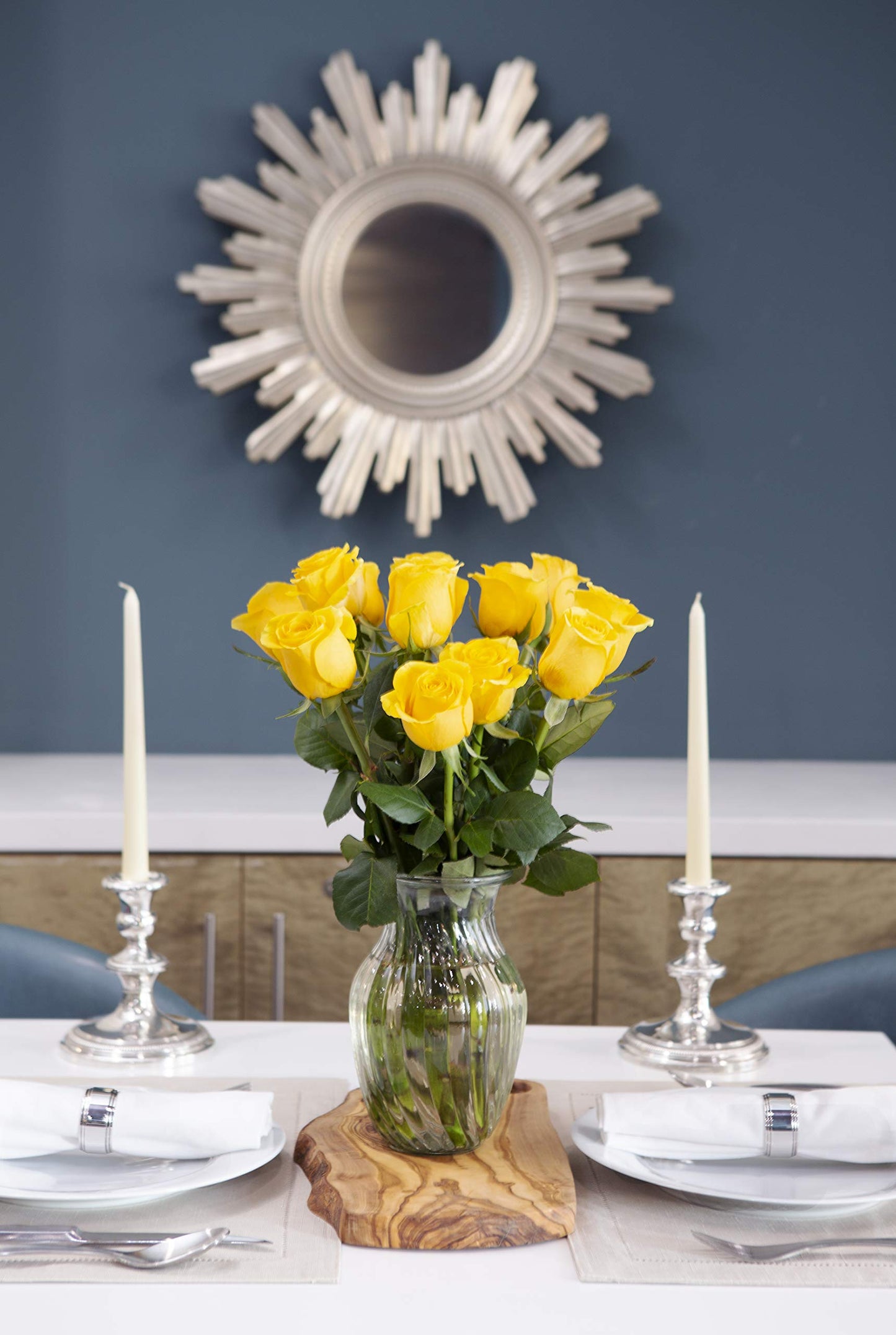 KaBloom Fresh Yellow Roses Bouquet - 12 Long-Stem Flowers for Gifts - Fall Collection - Model KADF4255-V999-A999