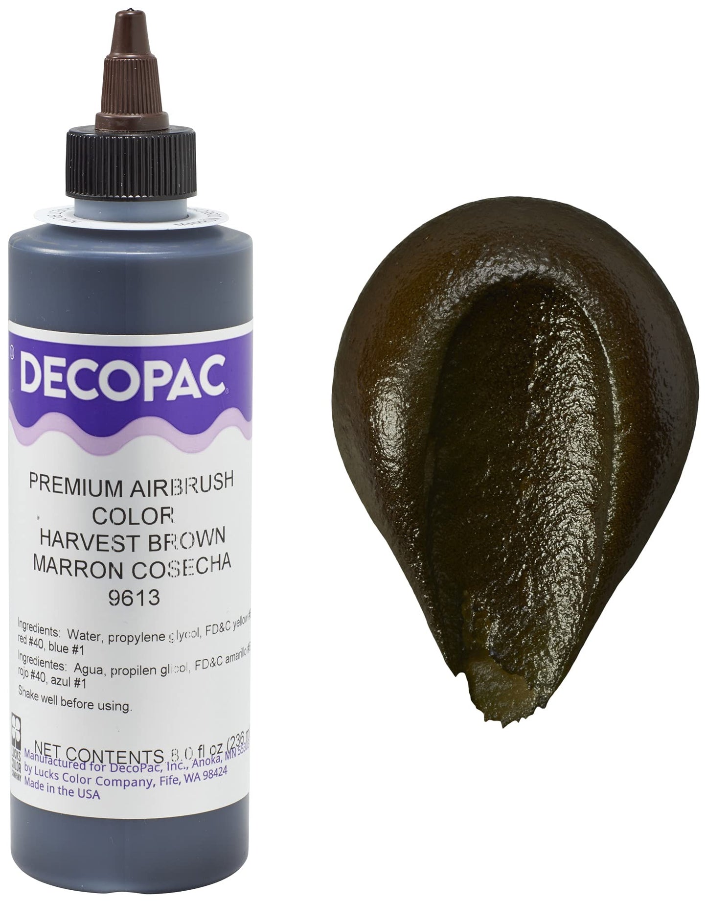DecoPac Edible Airbrush Food Coloring Kit, Harvest Brown, 8 Fl Oz, Model 9613