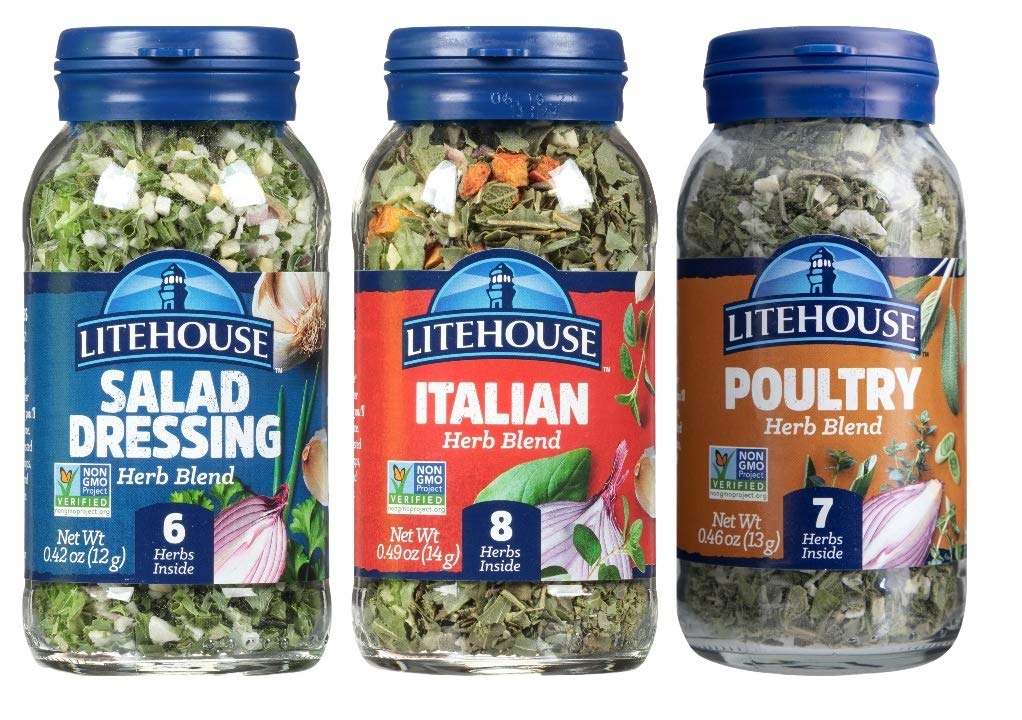 Litehouse Freeze-Dried Flavors Variety Herb Blend Pack  (Italian  Poultry  Salad Dressing Herb Blend ) - Organic Spice  Non-GMO  Gluten-Free - 3-Pack