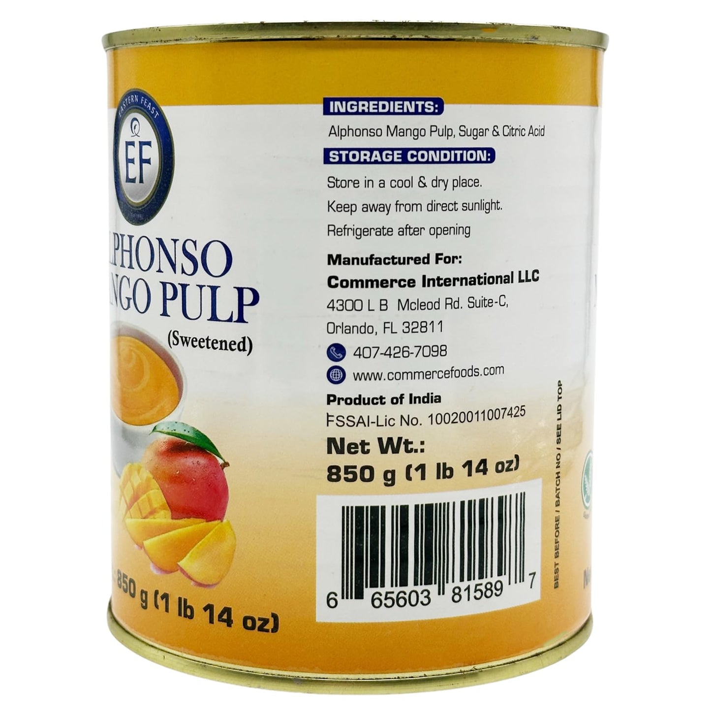 Eastern Feast - Alphonso Mango Pulp, 30Oz / 850G (Pack Of 1)
