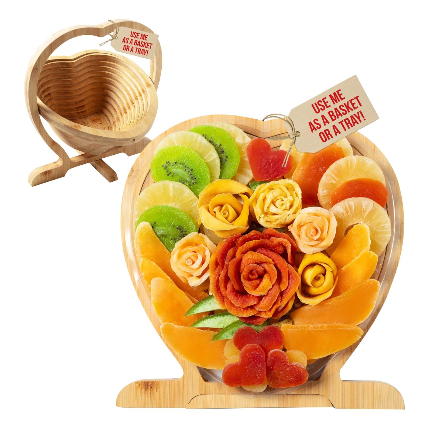 Mothers Day Gift Basket- Dried Fruit Heart Food Tray- Healthy Gourmet Snack Box- Variety Snacks - Love, Sympathy, Mom, Mother, G