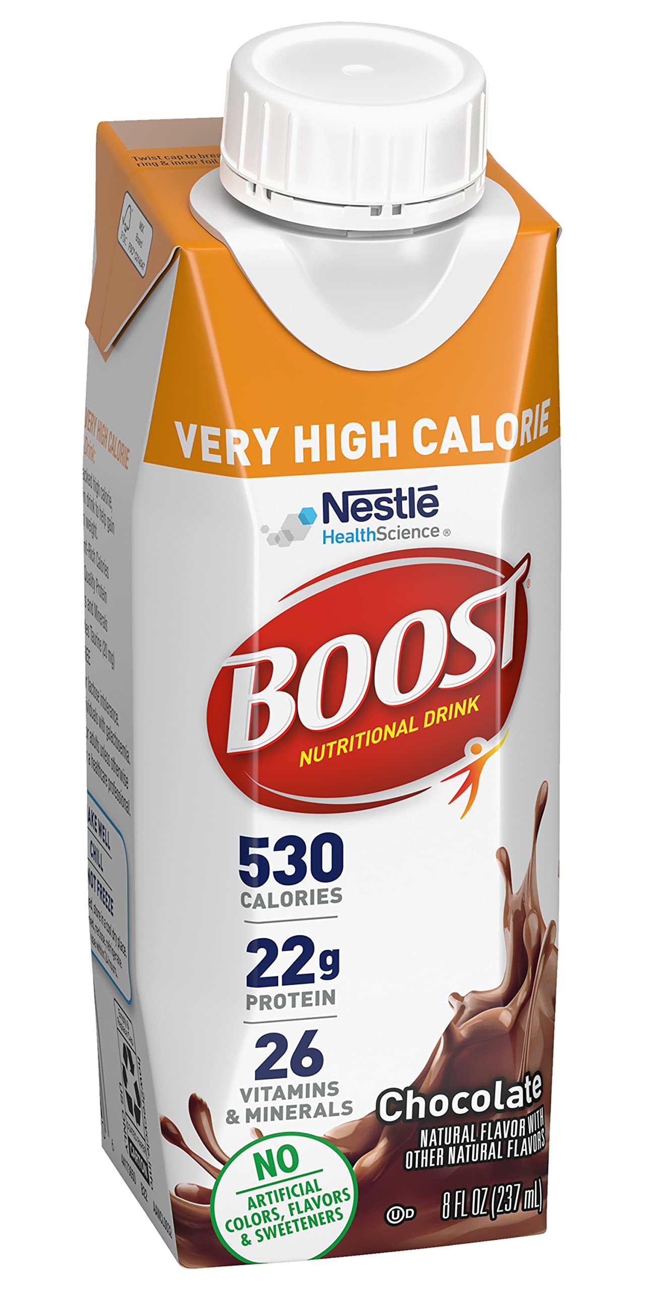 Boost Very High Calorie Nutritional Drink Very Vanilla, Made with Natural Chocolate Flavor & No Artificial Flavors, Colors & Swe