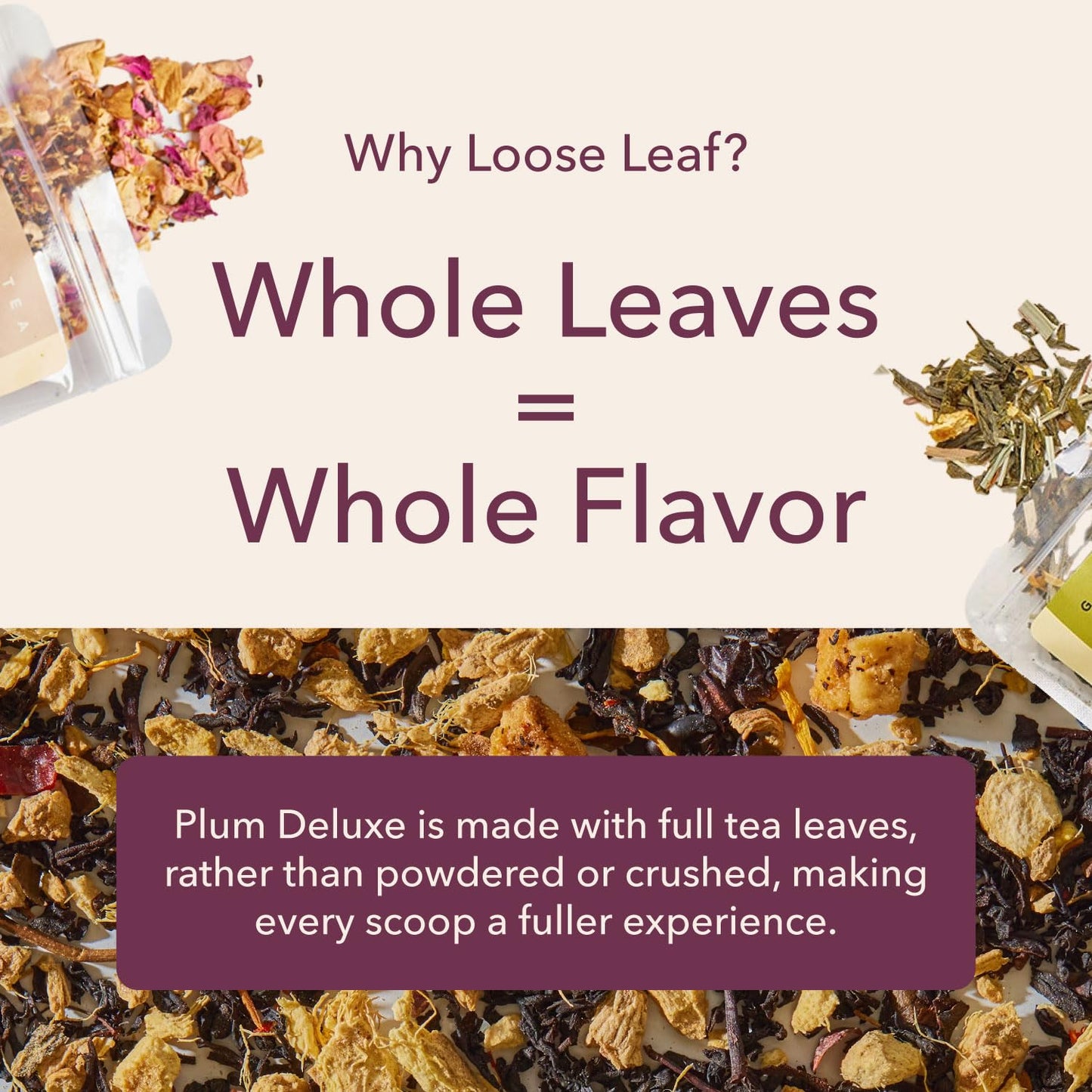 Plum Deluxe Vanilla Sugar Cookie Herbal Tea - Caffeine-Free Loose Leaf Blend - 60 to 80 Cups