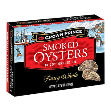 Crown Prince Smoked Oysters in Cottonseed Oil, 3.75 Ounce, Pack of 18, Model YG-YCE3-G86F