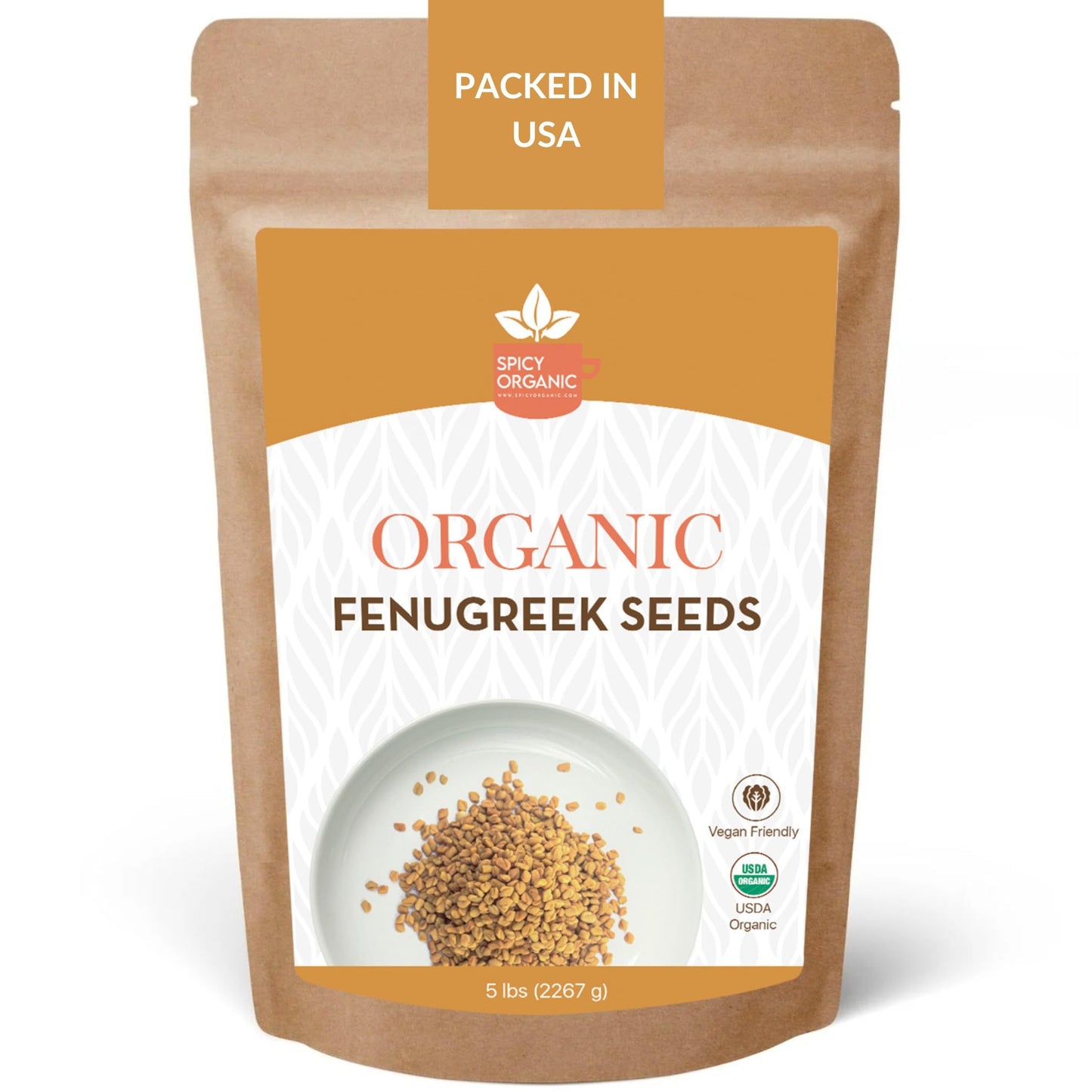 SPICY ORGANIC Fenugreek Seeds 5 lbs. - Whole Methi Seeds for Tea, Hair Care, and Indian Spice Cooking - USDA Certified Organic, 