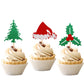 24 Pcs Christmas Holly Leaves And Berries Cupcake Toppers Glitter Santa Hat Christmas Tree Cupcake Picks Winter Merry Christmas Theme Birthday Party Cake Decorations Supplies