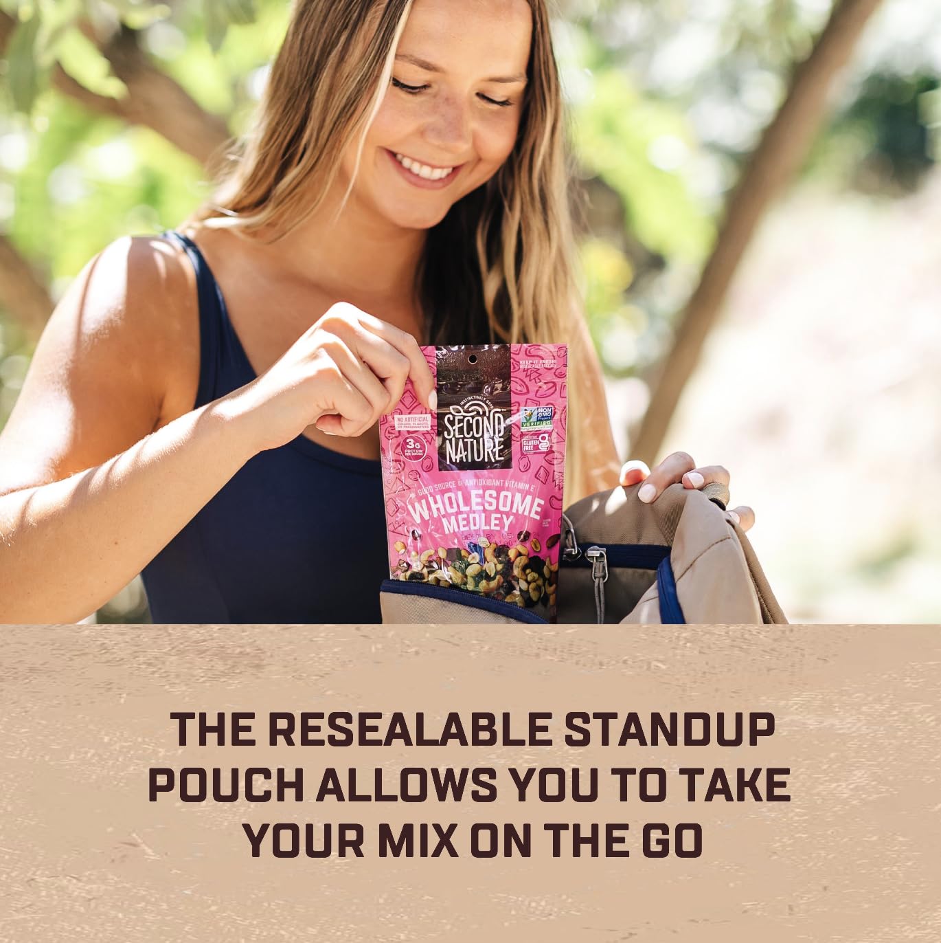 Second Nature Trail Mix - Wholesome Medley, Gluten-Free, 5 oz Resealable Snack Packs, Pack of 12, Model 1108-CP12