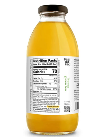 Just Ice Tea Organic Iced Tea, 16 Fl Oz Glass Bottles (Pack Of 4) (Honey Green Tea)