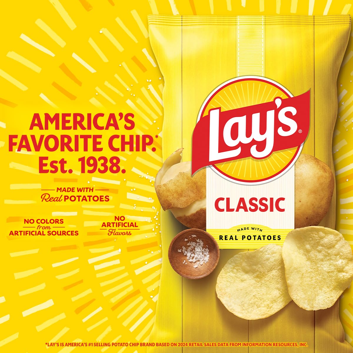 Lays Potato Chips, Honey Barbecue Flavored Snacks, 7.75oz Bag