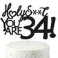Happy 34th Birthday Cake Topper 34 Birthday Cake Toppers-Black Glitter, Funny 34th Cake Topper for Men,34 Cake Topper For Women,