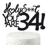 Happy 34th Birthday Cake Topper 34 Birthday Cake Toppers-Black Glitter, Funny 34th Cake Topper for Men,34 Cake Topper For Women,