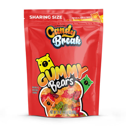 Candy Break Gummy Bears, Six Flavor Gummies, Sweet & Fruity Candy Snacks for Kids & Adults, Bulk Candies Share Size Bag, Variety