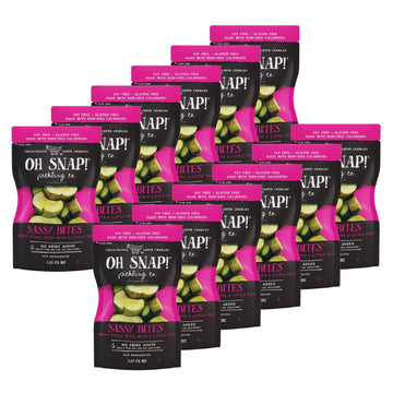 OH SNAP! Sassy Bites (12 Pack) - Sweet Pickle Bites With A Little Kick - Fresh Packed Ready to Eat Sweet & Spicy Pickle - Gluten