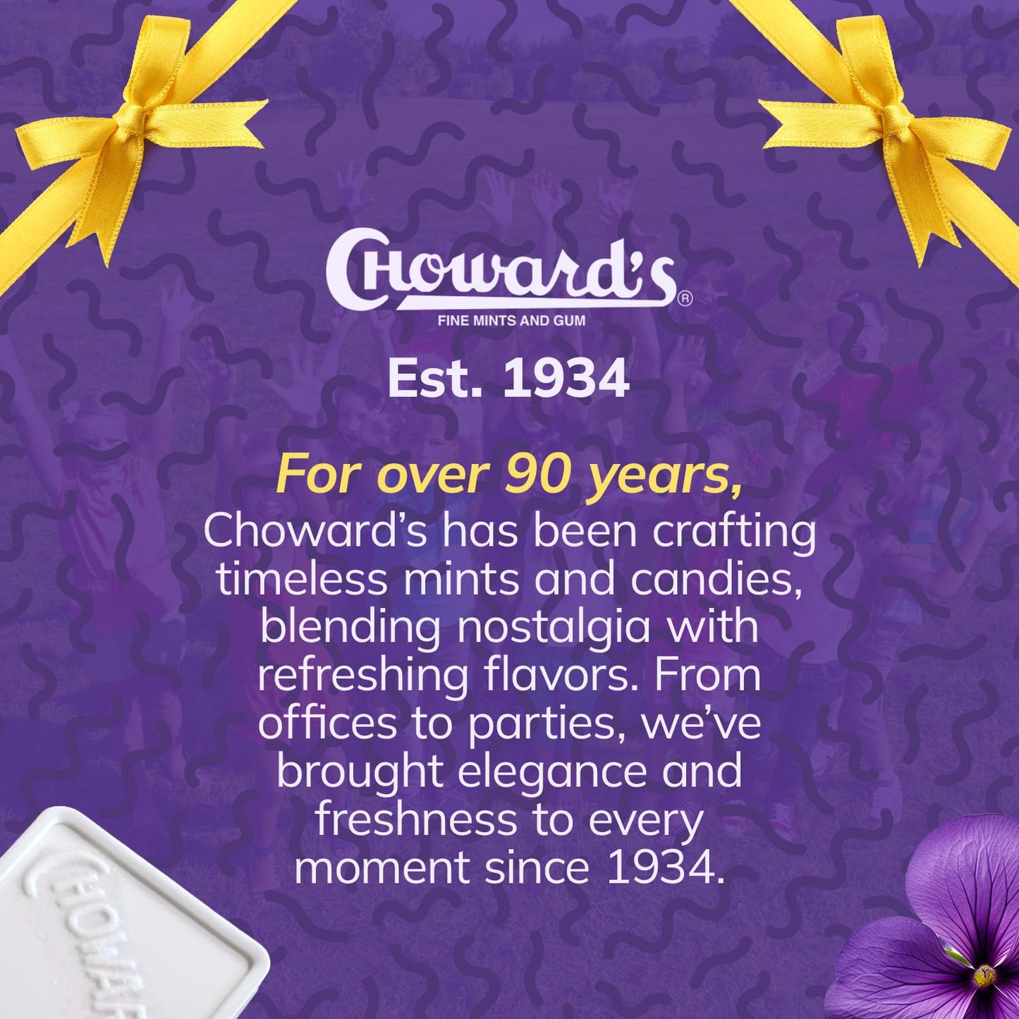 Choward's Violet Mints Candy - 6 Pack (15 Mints Each) | Nostalgic Bold Flavor for Snacks, Travel, Sharing & Gifting | Blue, Red, Violet