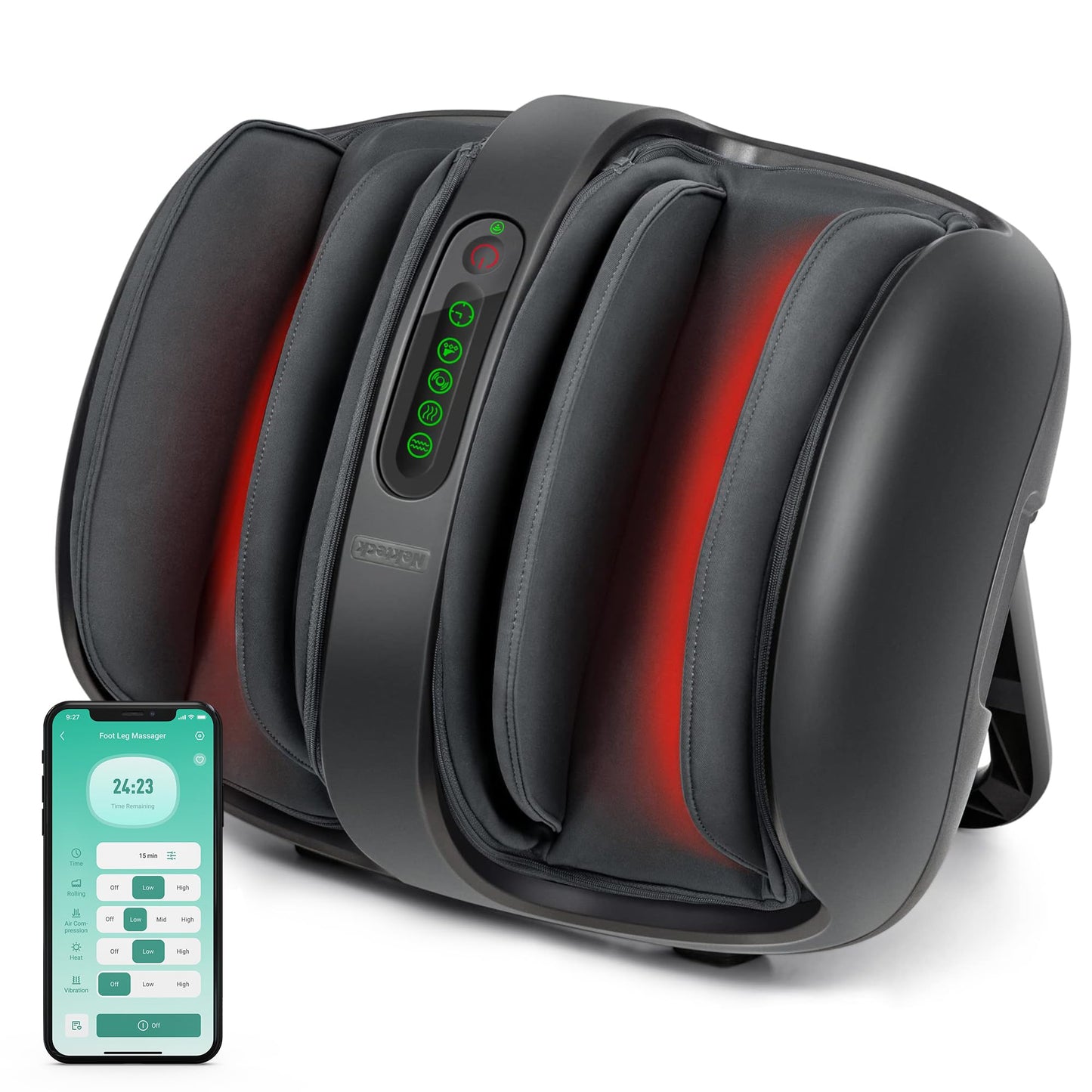 Nekteck Foot Shiatsu Massager For Circulation And Pain Relief, Smart Electric Massage Machine With Heat, Deep Kneading, Vibratio