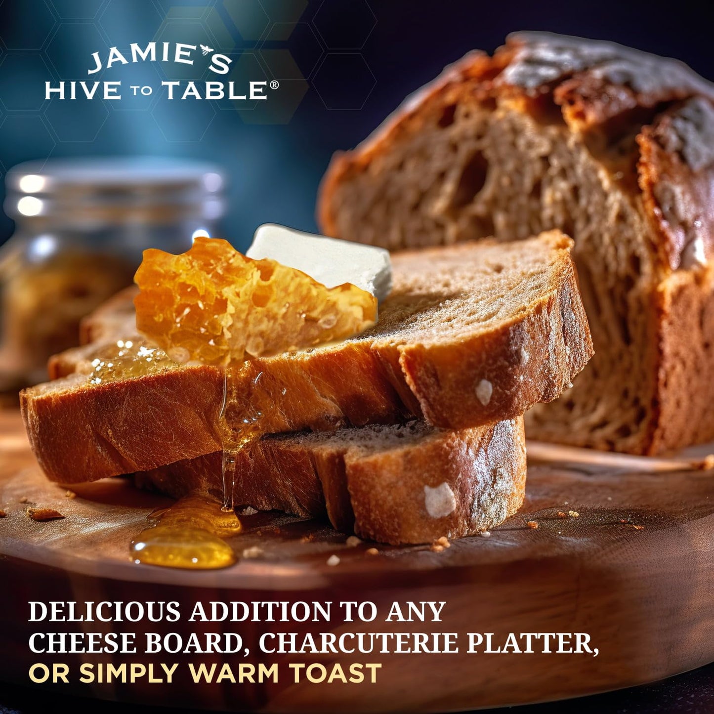 Jamie'S Hive To Table 100% Raw Honeycomb, 12 Oz - All-Natural Pure Georgia Honeycomb, No Additives Or Preservatives, Non-Gmo