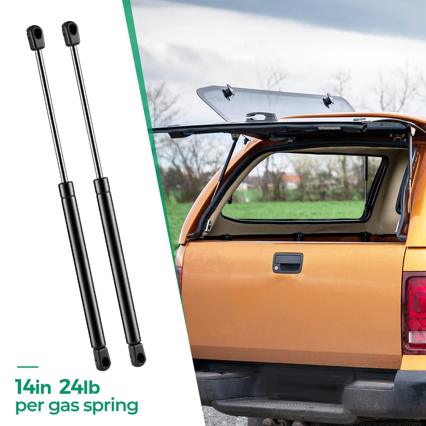 C16-06389 14 Inch 24Lb107N Gas Struts Shocks Spring Lift Support For Leer Camper Shell Topper Rear Windows Door Truck Cap Toolbo