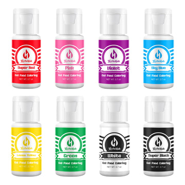 Gel Food Coloring 8 Colors x 0.7 oz Concentrated Gel Based Food Dye Vibrant Icing Colors Neon Food Coloring for Baking Cake Deco