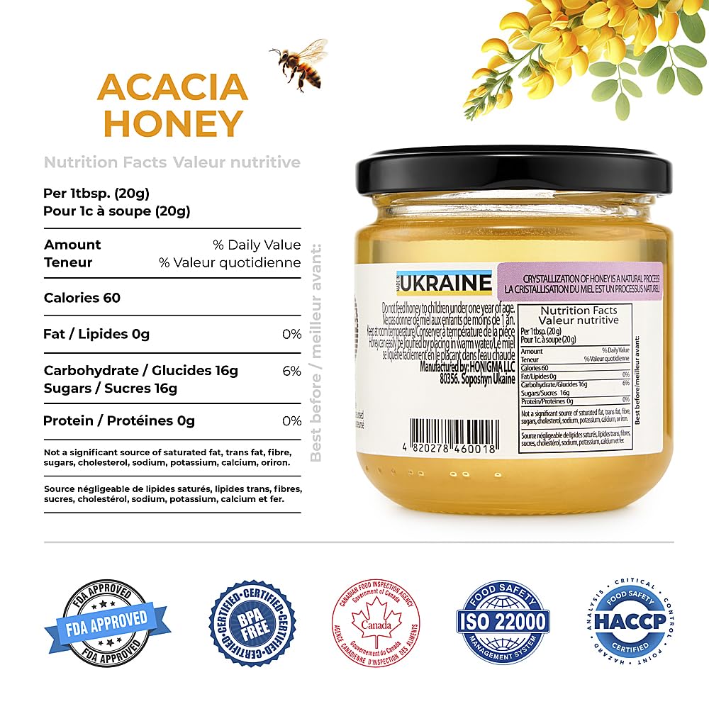 HONIGMA Raw Honey | 100% Pure, Unpasteurized, Unfiltered | 8.8 Fl Oz (Pack of 4)