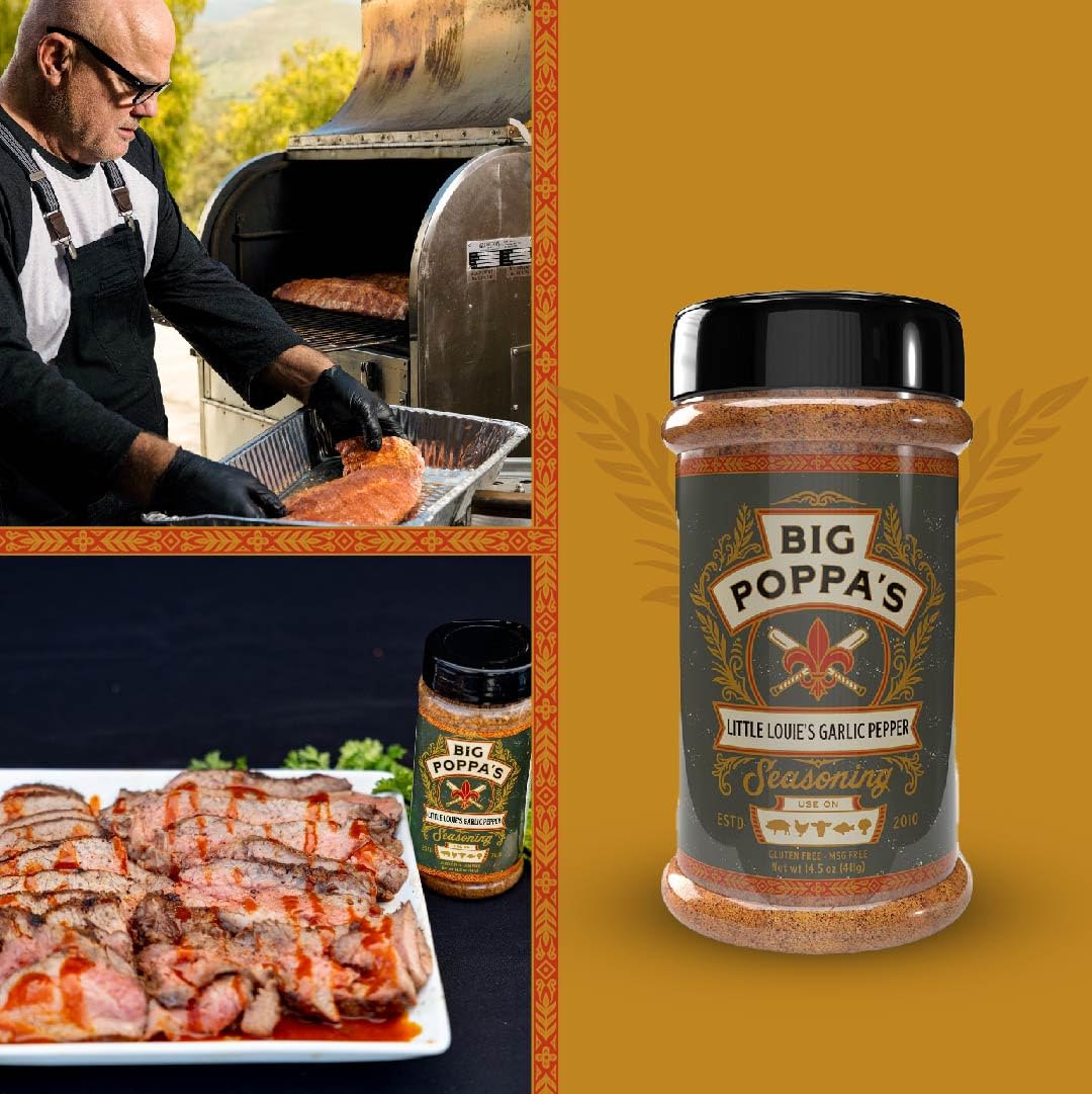 Big Poppa'S Little Louies Garlic Salt With Black Pepper - Gluten-Free All Purpose Seasoning - Ideal As Beef, Chicken, And Even V
