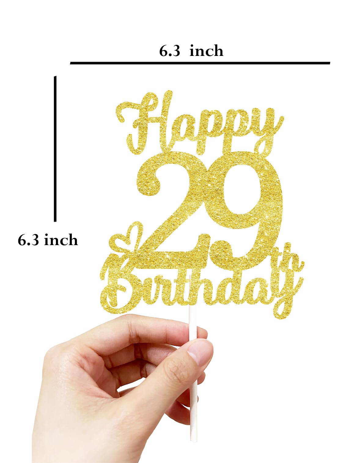 29 Birthday Cake Toppers-Gold Glitter, 29Th Cake Topper For Men,29 Cake Topper For Women, 29Th Birthday Decorations,29Th Birthda