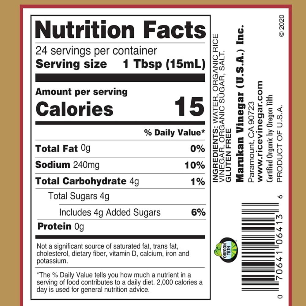 Marukan Organic Seasoned Rice Vinegar, 12 Ounce Glass Bottle (Pack of 6)