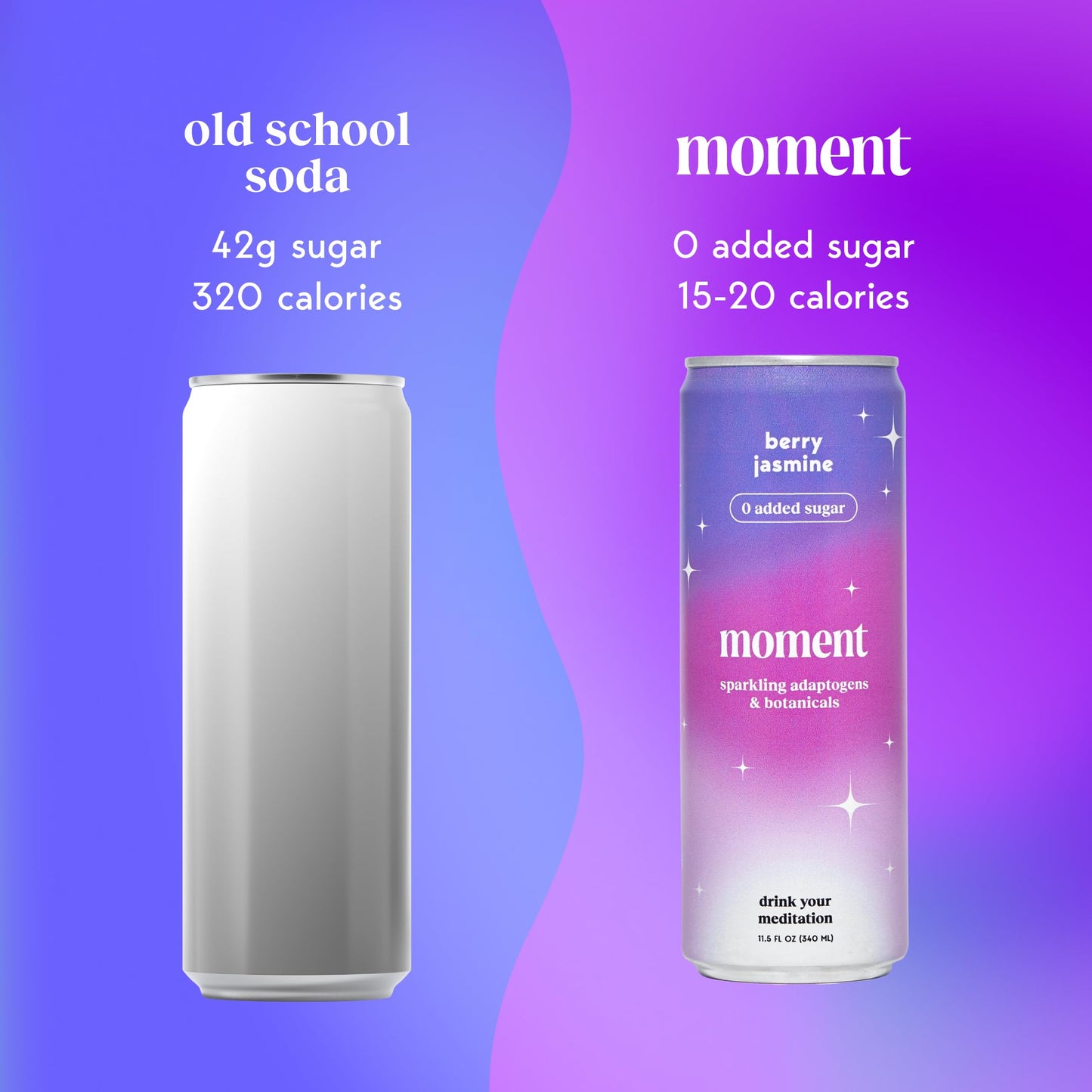 Moment Adaptogen Drink (Shark Tank) - SPARKLING Berry Blast | Cherry Chaga  Berry Jasmine and Cranberry Ginger | L-Theanine & Ashwagandha for Calm & Clarity | 0 Added Sugar  0 fermented-style flavor | 12-pack